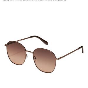 QUAY Women's Jezabell 126 Oversized Aviator Round Sunglasses Brown Gold